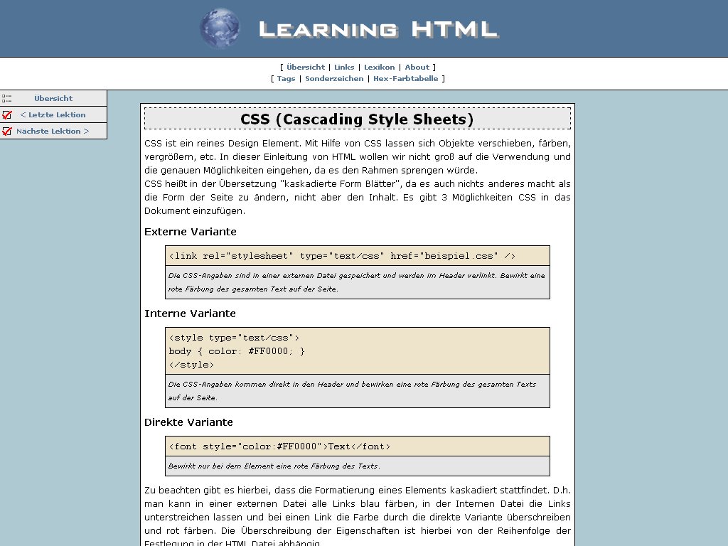 Einbindung von CSS
