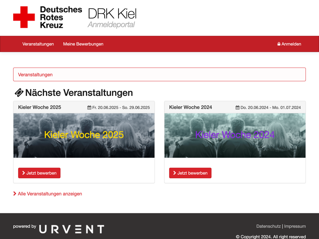 Startseite mit allen Veranstaltungen